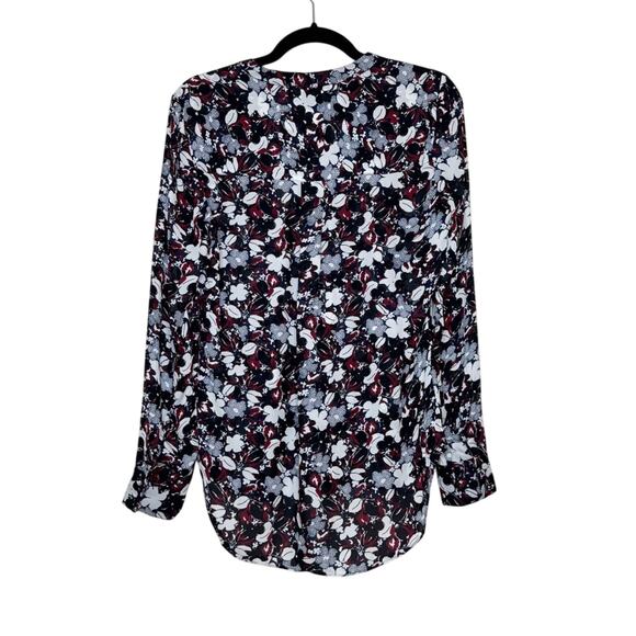 Veronica Beard Goldie Pintuck Tux Floral Silk Blouse In Multicolor Sz 4 Classic - Picture 6 of 13